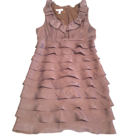 London Times Dresses & Skirts - LONDON TIMES Satin Dress Brown Ruffled Sheath 12